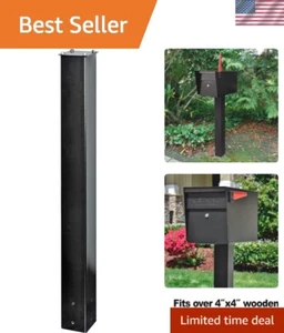 Durable In-Ground Mailbox Mounting Post - 43" Black with Installation Kit - Picture 1 of 11