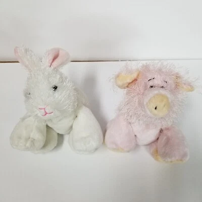 Lot of 2 Ganz Webkinz Pink Pig White Bunny 8” Plush Stuffed Animal Toy No Code - Image 1 of 4