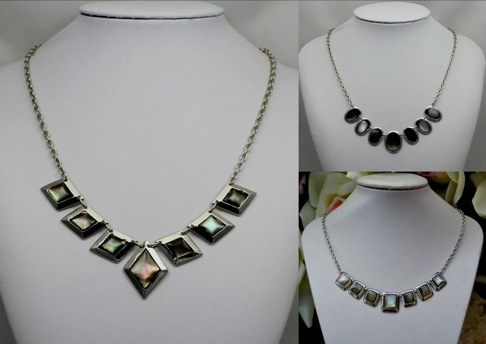 Kette Edelstahl-Kette mit echten Perlmutt-Scheiben 50 cm 1 Stück Neu Silber Pl. - Bild 1 von 1