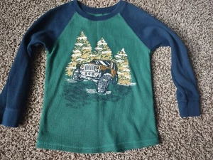Boys Size 4T Garanimals Green & Blue Full Sleeve Jeep Graphic T-Shirt - Picture 1 of 4