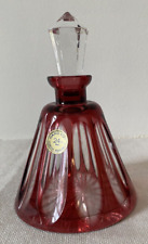 Vintage Cranberry Cut to Clear Czech Crystal  6" Perfume Bottle Prism Stopper