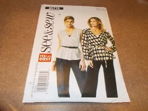 Butterick Pattern B5770 Ms EZ SEE & SEW Mock Wrap Blouson Tops w/Ops Sz 8- 24 - Picture 1 of 2