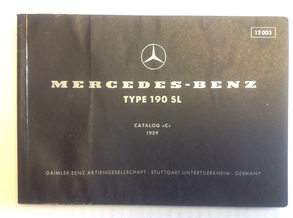 Catálogo libro de piezas del propietario Mercedes Benz 1959 190SL C #12003 Foto 1 de 4