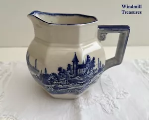 VINTAGE ROYAL DOULTON NORFOLK WINDMILL BLUE & WHITE CUSTARD JUG - - Picture 1 of 6