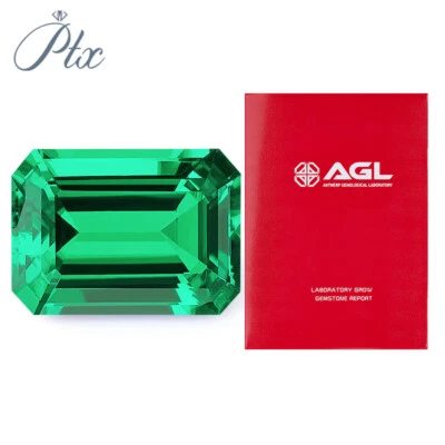 AGL Certified Lab Grown Columbia Emerald Typical Emerald Cut VVS1 Hand Cutting - Image 1 of 4