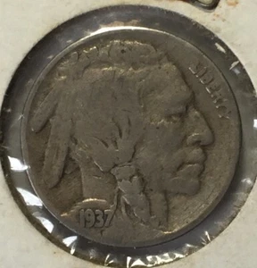 1937 Buffalo Nickel Philadelphia Mint United States 5c - Picture 1 of 4
