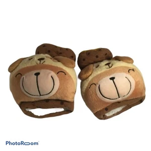 💚 KIDS BROWN/TAN COVERTABLE PUPPY DOG YOUTH SIZE GLOVES MITTENS EUC F9 - Picture 1 of 4