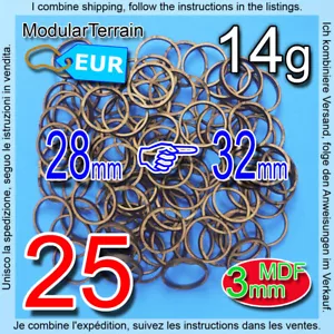 25x 3mm MDF Adapter 28mm To 32mm Round Base War Hammer 40K Age Of Sigmar AOS - Imagen 1 de 4