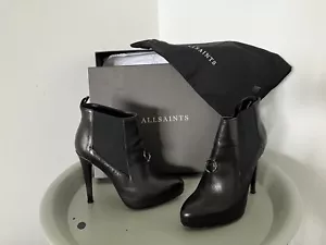 Damas AllSaints Botas de Cuero Negro Talla 6 EU 39 £228 - Inmaculadas - Imagen 1 de 8