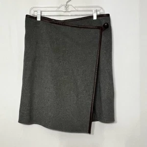 DKNY Skirt Cashmere Wool Blend Wrap Gray Old Money Equestrian NWT 12 - Picture 1 of 7