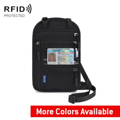 RFID Blocking Passport Holder Travel Wallet Bag Security Neck Pouch Anti-theft - Image 1 of 4