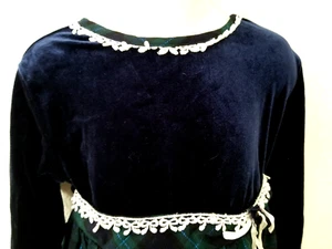 Abito natalizio bambina gonna velluto e quadri blu navy marca Youngland taglia 6 - Foto 1 di 8