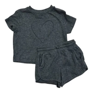 Rumi & Ryder 2pc Set Dark Grey Knit Tee & Shorts - Girls XS (4-5) - Picture 1 of 10