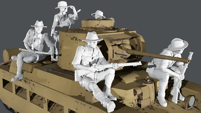WWII Australian North Africa Tank Riders - 5 Figure Set - Image 1 of 4