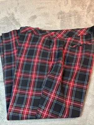 Pantalones J Jill Talla 18 Rojo Negro Tartán Cuadros Bi Elastizados Tobillo Foto 1 de 4