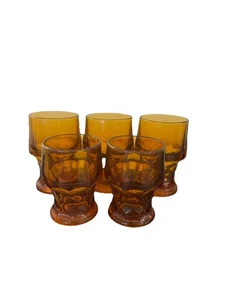Set of 5 Dark Amber Glass Drinkwear - Picture 1 of 6