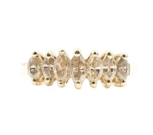 Women's Estate 14KT Yellow Gold Marquise 1.00 ctw Diamond Anniversary Ring 3.1g - Picture 1 of 23