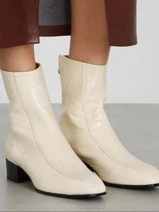 AEYDĒ Amelia 40 Crocodile-Effect Leather Ankle Boots $495 Value - Picture 1 of 12