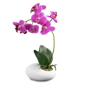 Künstliche Orchidee 60cm Blumenaufsteller im Topf weiß realistisch Home Party Deko - Bild 1 von 8