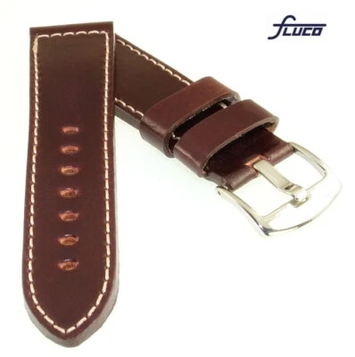 Fluco Uhrenarmband Horween Shell Cordovan Leder Pan mocca 22 mm Handarbeit - Bild 1 von 2