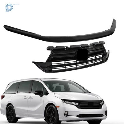 For Honda Odyssey 2021-23 Gloss Blk Front Upper Grille Trim Plastic 71121THRA50 Foto 1 de 4