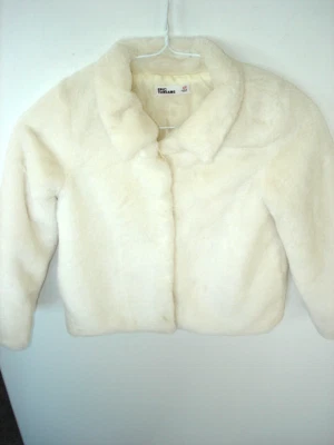 Epic Threads Faux Fur Jacket Youth Girls 6X Cream Soft Furry Collar Coat - Image 1 of 3