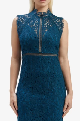 Bardot Floral Lace Panel Illusion Sheath Dress Knee Length Size XL -Ash Blue Tea - Image 1 of 4