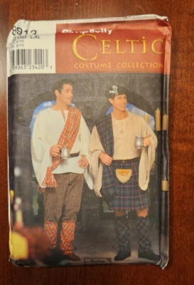SIMPLICITY 8913 CELTIC COSTUME SIZE BB MEN L XL UNCUT Outlander Scot Kilt Shirt - Image 1 of 3