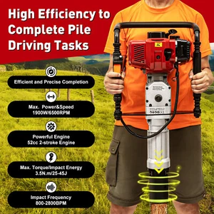52CC 2.3HP Heavy Duty Gas Powered Fence Pile Driver T-Post Push Gasoline Engine  - Picture 1 of 17