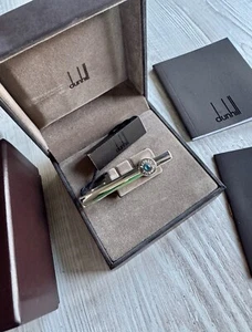 Dunhill Tie Bar/Clip Sterling Silver 925 Blue Stone Full Set (Box + Papers) - Picture 1 of 6