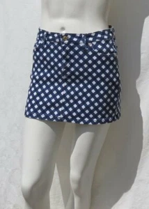 Kate Spade Broome Street Navy Gingham Stretch Baumwolle Denim Minirock Gr. US XS 0 - Bild 1 von 6