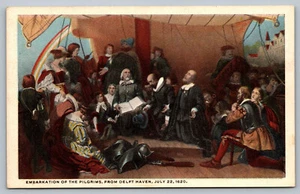 Postal Embarque de los Peregrinos de Delft Haven 22 de julio de 1620 por Weir - Imagen 1 de 2