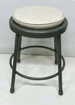 Silla de taller de dibujo industrial de metal de acero taburete asiento acolchado de vinilo 241/4" de alto  Foto 1 de 4