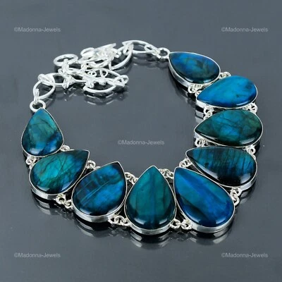 Collar de cadena de boda de plata esterlina con flash de neón natural joyería Foto 1 de 4