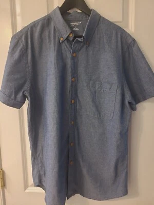 ARIZONA JEAN COMPANY Short Sleeve 100% Cotton Blue Jean Shirt Men’s Large - Image 1 of 4