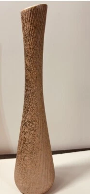 VTG SHAWNEE Vase USA Pottery Bud Vase  MCM PINK Swirled Ribbed SILVER Speckled - Image 1 of 4