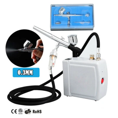 Airbrush Compressor Kit Dual Action Spray Gun Model Paint Tattoo Nail Home DIY* - Image 1 of 4