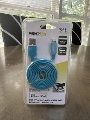 PowerXcel BLUE 30pin to USB Sync & Charge Cable 3 ft For iPod iPad iPhone - Image 1 of 2