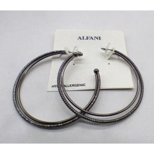 Pendientes de aro de doble círculo texturizado en tono hematita para mujer Alfani - Imagen 1 de 8