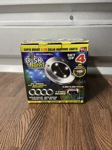 Bell & Howell Disk Lights Deluxe Solar Powered 3.75 W LED Garden Light 4 pk - Picture 1 of 4