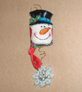 Dimensions Whimsies Christmas "Snowman Hanger" FINISHED Cross Stitch Design - Picture 1 of 3
