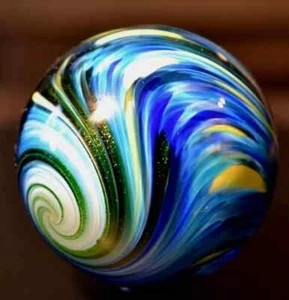 MARK MATTHEWS GLASS MARBLE/2.000"-BLUEBERRY SPLOOSH-WORLDWIDE FAST SHIPPING - Picture 1 of 7