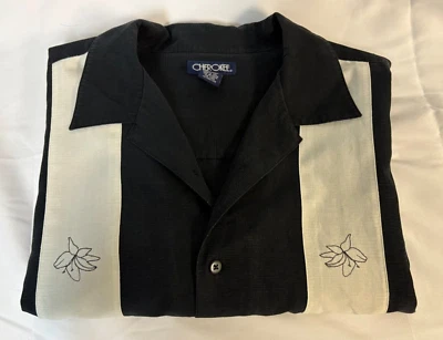 Cherokee Men's Black Button Down Casual SS Shirt XL with Embroidered Accents - Image 1 of 4