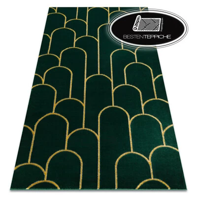 Moderne exklusive Teppiche "EMERALD" Marmor art deco, modisch Flaschengrün gold - Bild 1 von 4