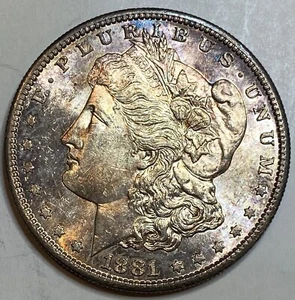1881 S Morgan Silver Dollar BEAUTIFUL TONING !! - Picture 1 of 4