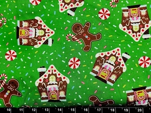 Tina Scrap 9"x21" Christmas Gingerbread House Man Cookie Snowflake FABRIC COTTON - Picture 1 of 1