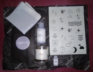 Susteau X Mala Soy Candle - Silk - 8 OZ Moondust Hairwash 1.76 OZ Stickers Scarf - Picture 1 of 3