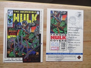 2003 UPPER DECK THE HULK MOVIE CHASE CARD # FC13 COVER # 119 SIGNED HERB TRIMPE