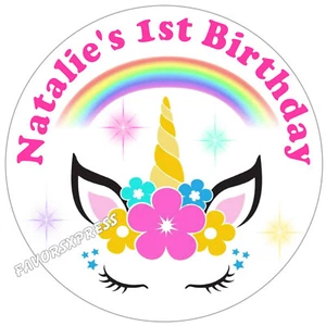 PEGATINAS UNICORNIO FIESTA CUMPLEAÑOS FAVORES ETIQUETAS para tu fiesta favores - Imagen 1 de 2