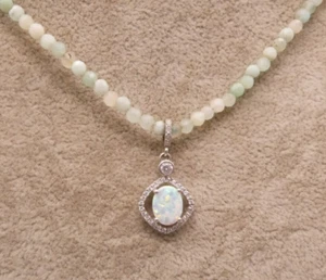 Halskette Collier Silber 925 seltener Smaragdstrang Gehänge Zirkonia/Kunststein - Bild 1 von 6